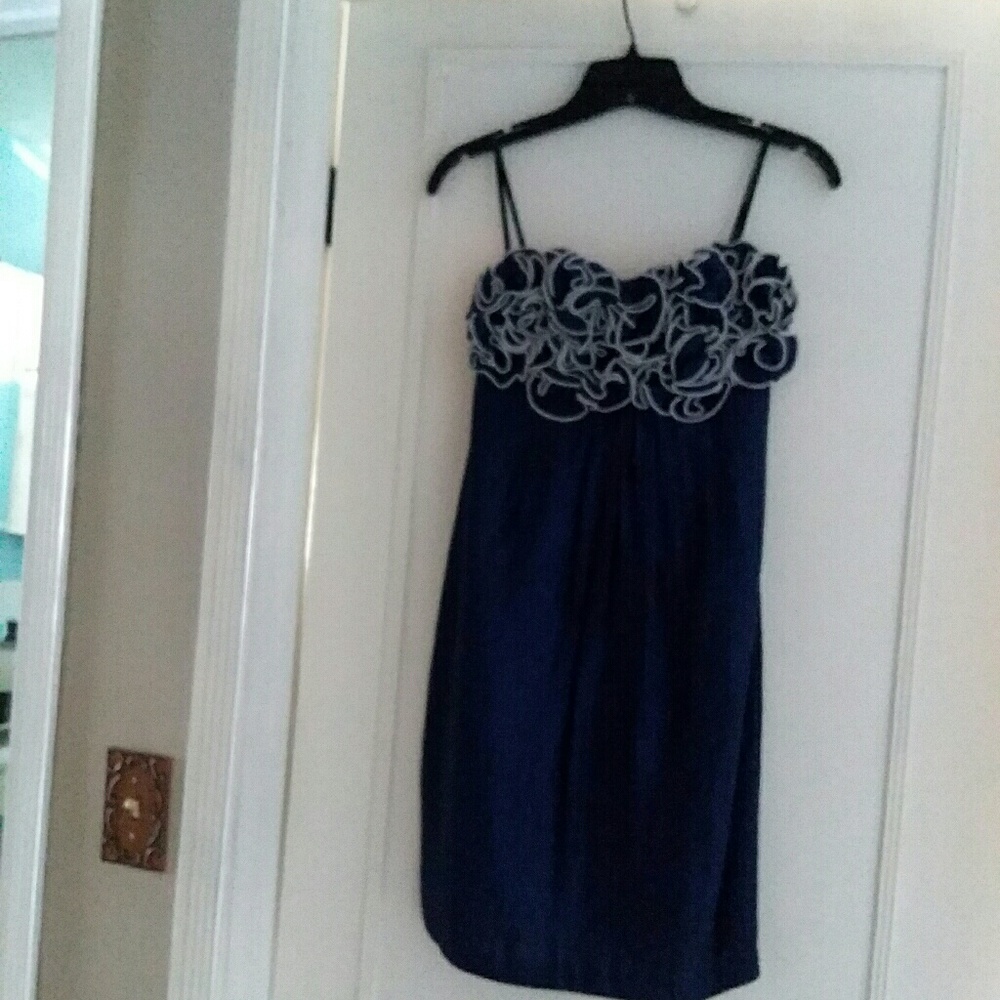 Alexia Armor Strapless Indigo/White Rosette dress